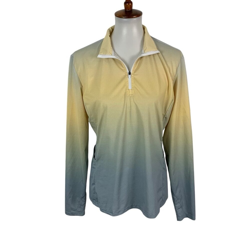 Libin Top Large Yellow Gray Long‎ Sleeve Athletic Activewear Outdoor